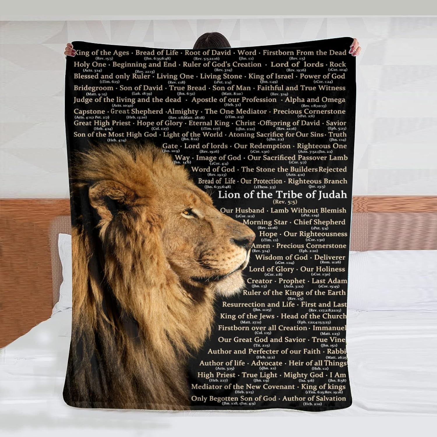 Nosbei Blanket with Names of Christ Christian Throw Blanket Soft Lightweight Cozy Warm Blankets