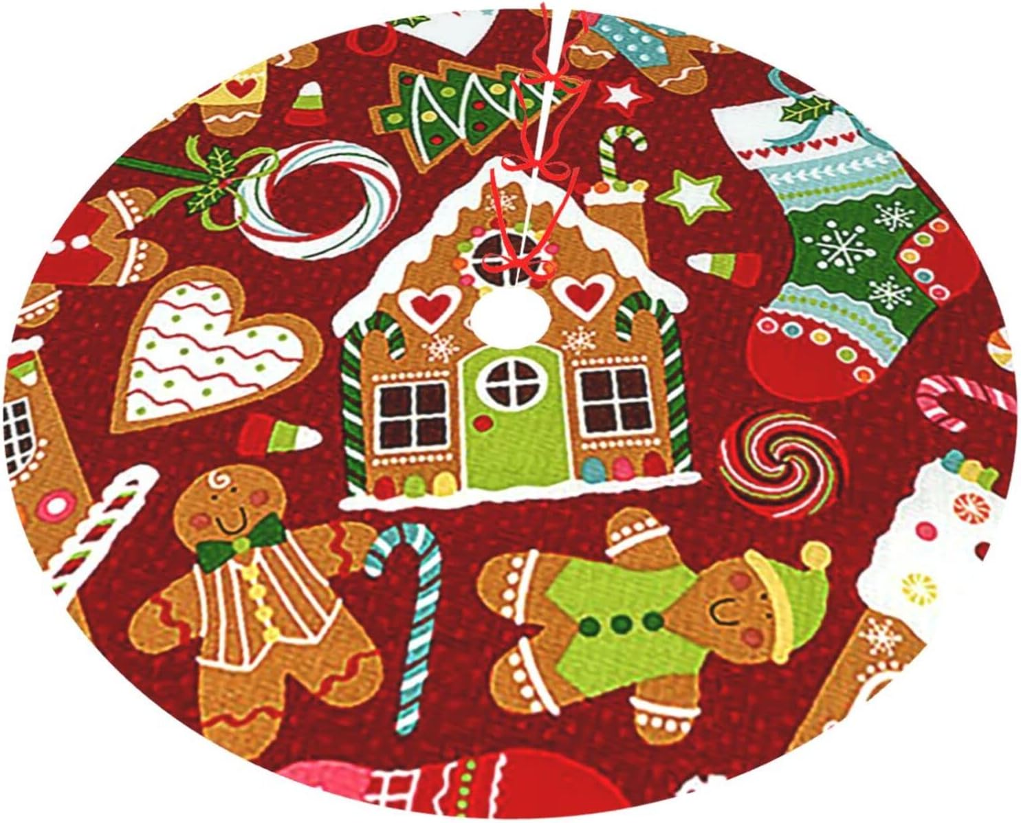 Nosbei Candies Cookies Snowflakes Red Christmas Tree Skirt 30/36/48