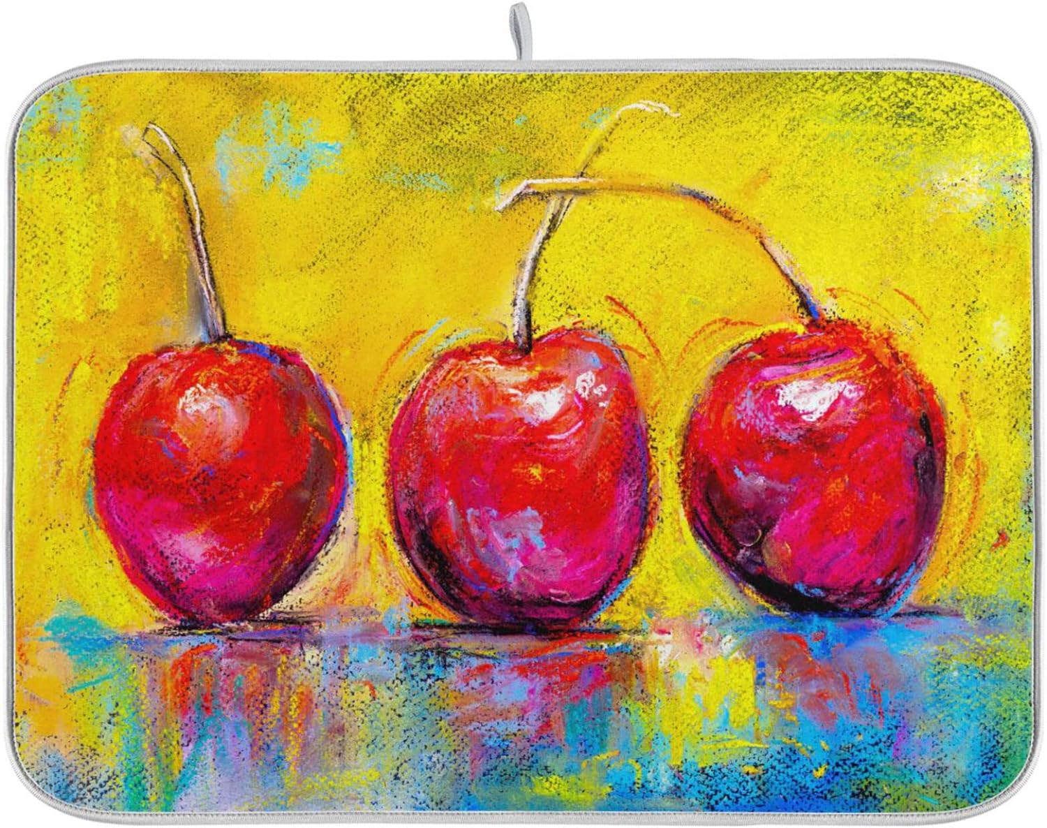 Nosbei Dish Drying Mat for Kitchen Counter Yellow Lemon and leaves Nosbei Drying Pad