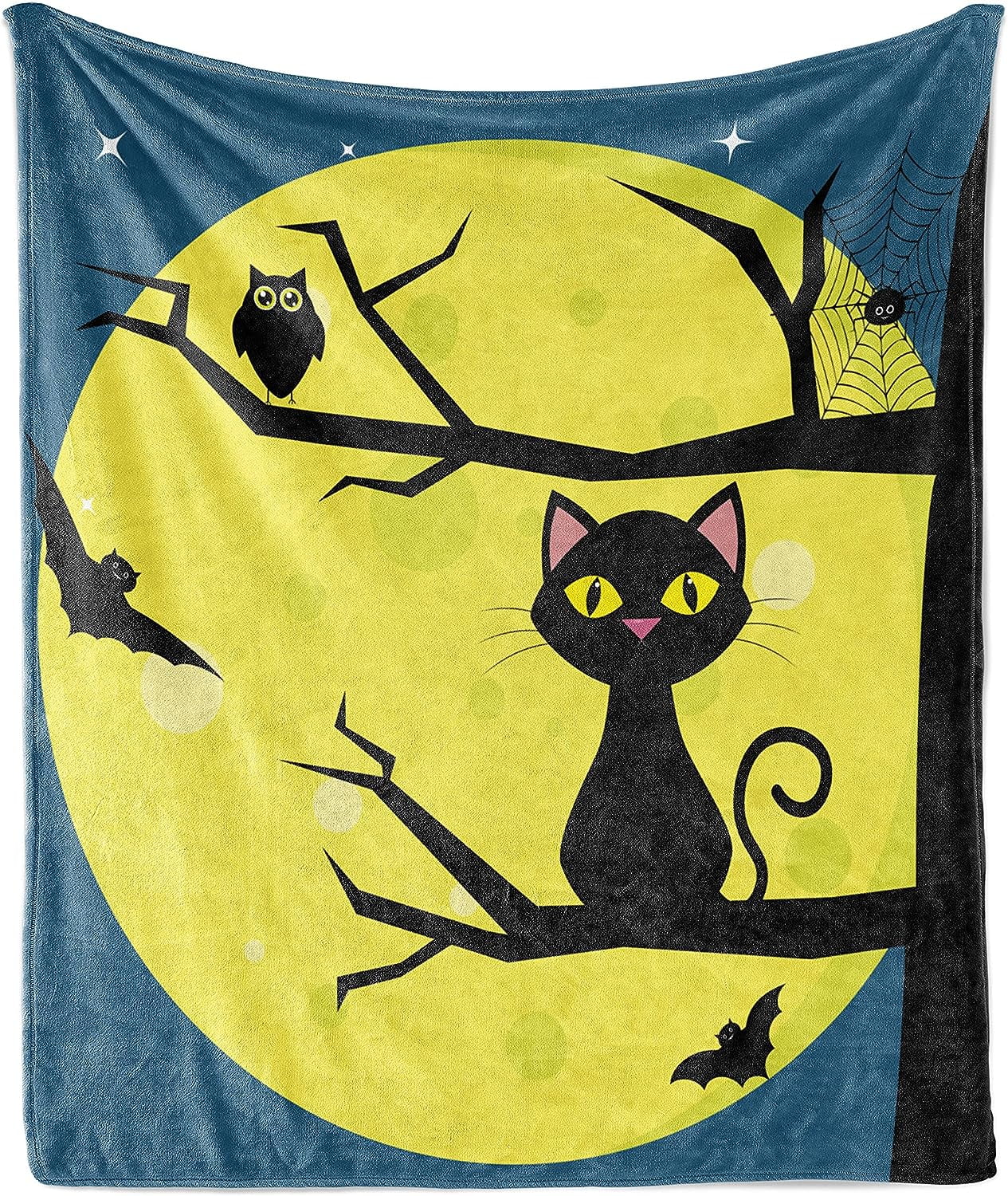 Nosbei Halloween Throw Blanket, All Hallows Day Objects Haunted House Owl and Trick or Treat
