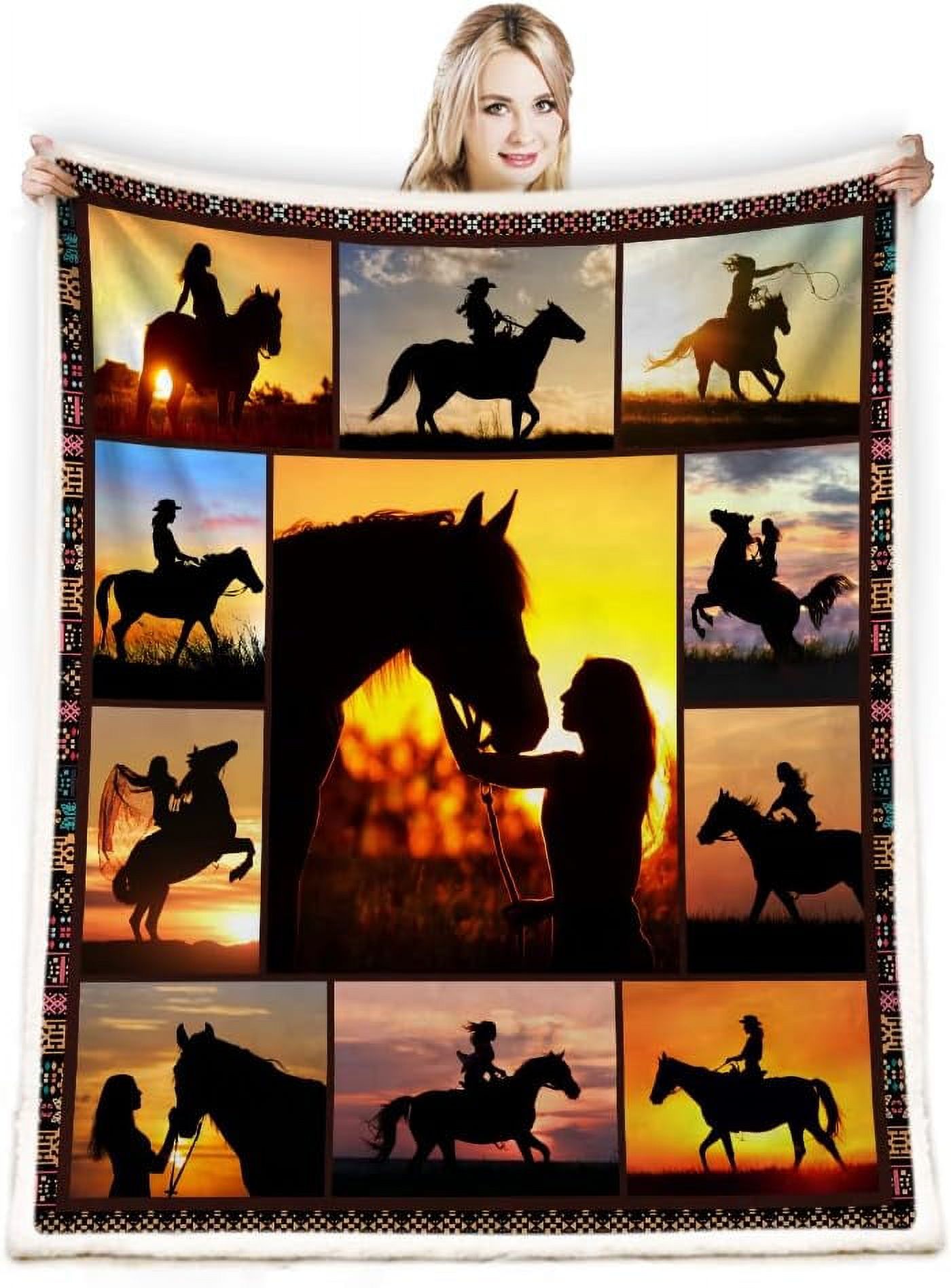 Nosbei Horse Blanket Horse Gift for Horse Lover Horse Print Throw