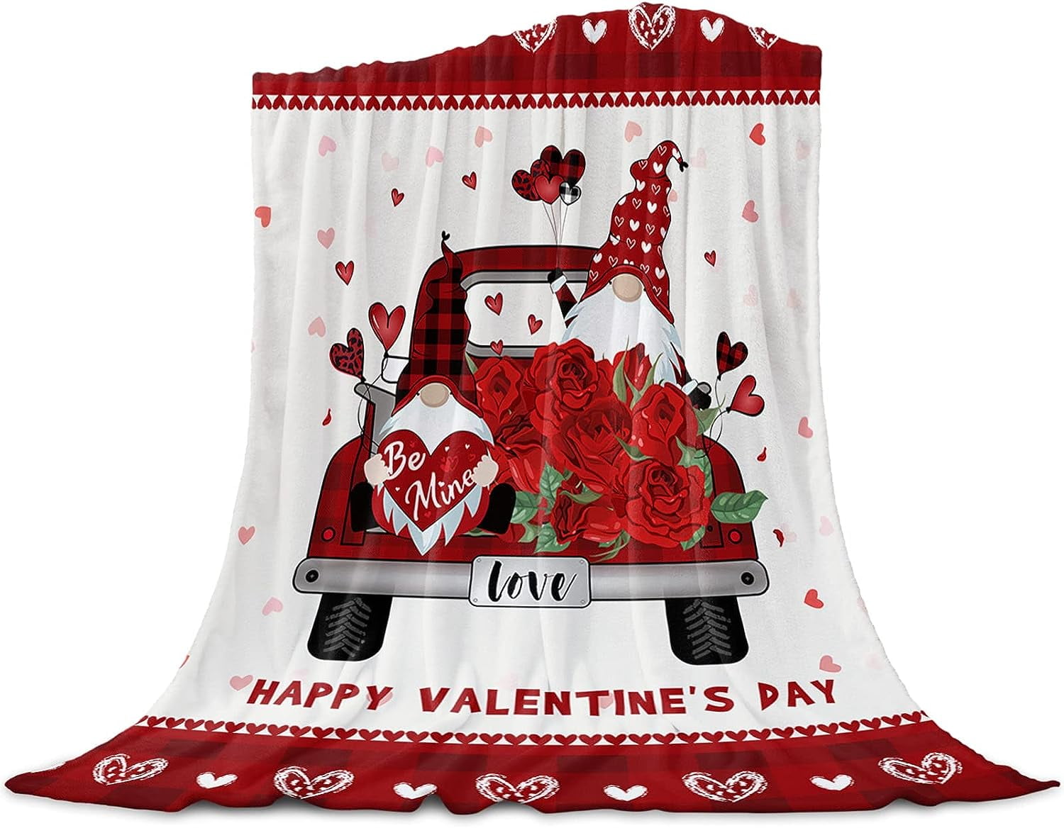 Nosbei Throw Blanket,Cozy Soft Warm Fleece Blankets, Happy Valentine's