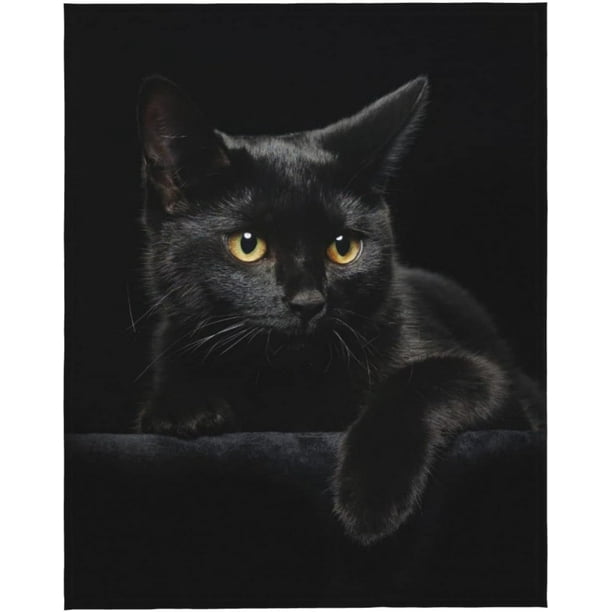 Nosbei White Tiger Blanket Tiger Face Animal Print on Black Throw