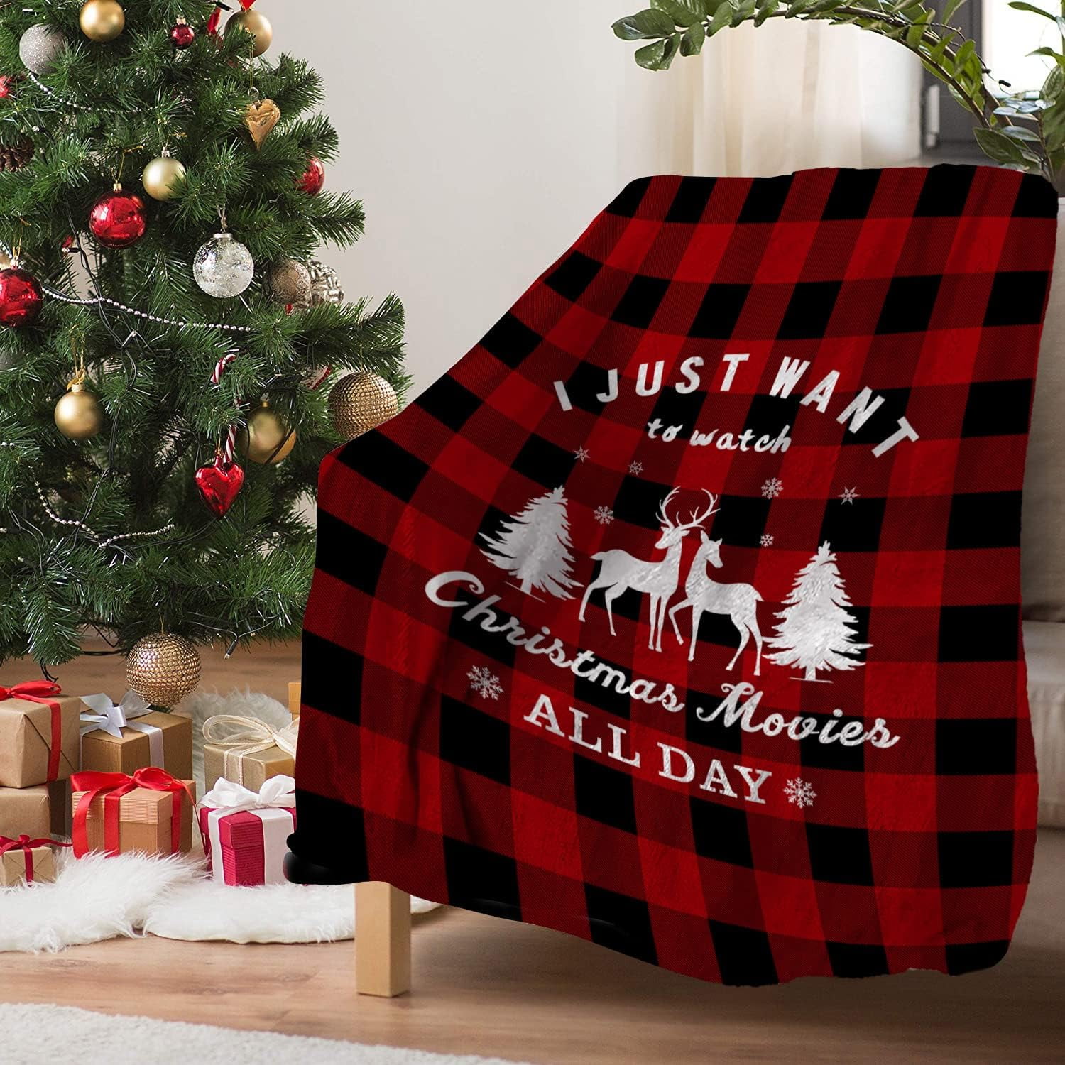 Nosbei Winter Snowy Christmas Blankets Flannel Fleece Throw Blanket for