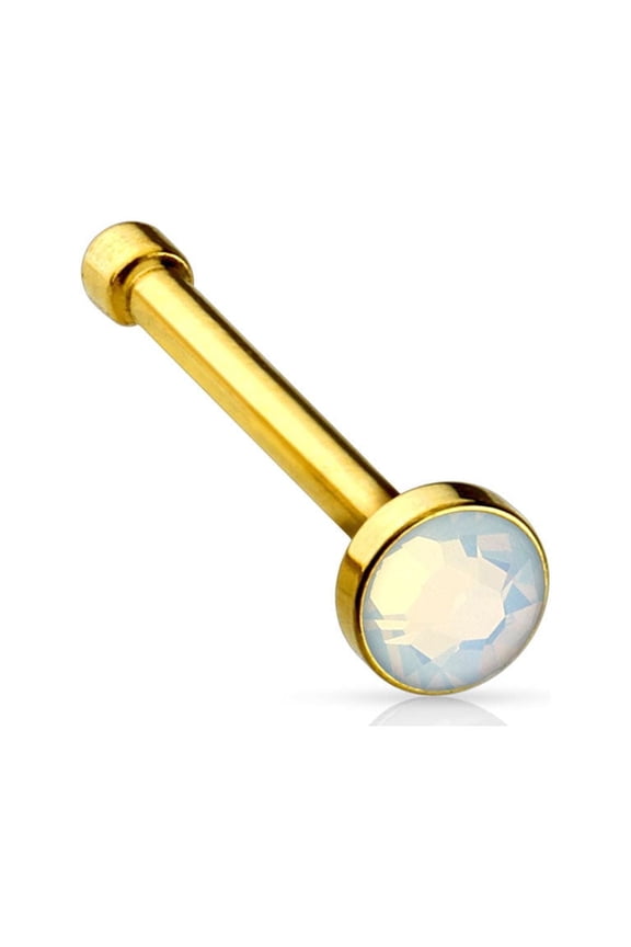 Nose Bone 20G 1/4" 6mm Opalite Flat Top IP 316L Surgical Steel - 3 Color Options