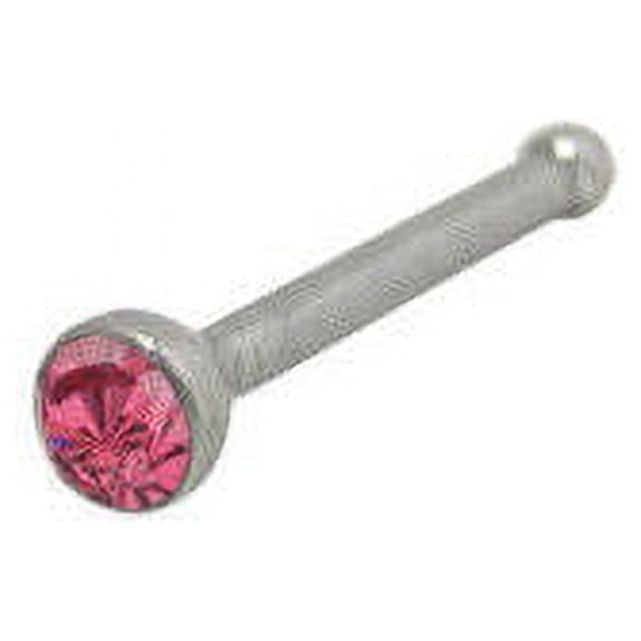 Nose Bone 316L Surgical Steel with Pink Jewel 18G 6mm