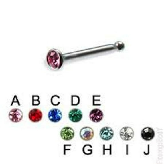 Nose Bone Pressure Fitted 20G .08mm (F) (Diamond 2mm- 0.8'') Wearable Space 6.5mm - 0.25'' 2 Piece (Light Blue) (B/6/4)