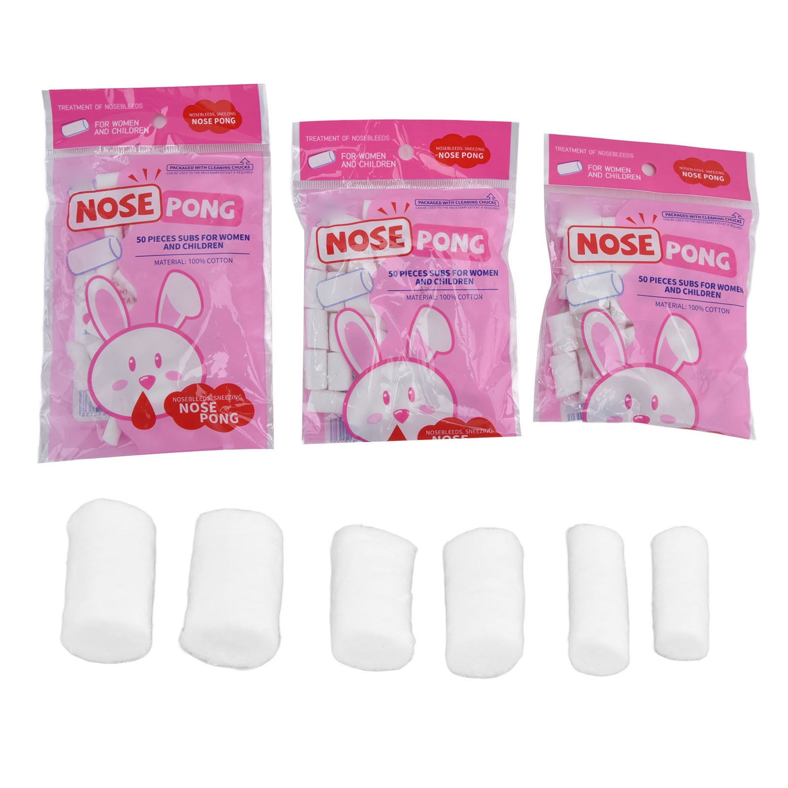 Nose Cotton Rolls, 3 Different Sizes Nosebleed Plugs Quickly Stop Bleeding Easy Use  For Adults For Kids For Home Use