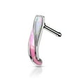 thumbnail image 1 of Nose Crawler Hugger Bone Stud Opalite Glitter Paved Twist Surgical Steel 20 Gauge, 1 of 7