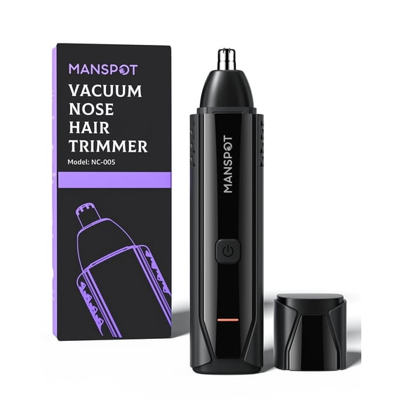 MANSPOT Nose & Ear Hair Trimmer for Men, 10,000 RPM Electric Trimmer with Vacuum Suction, IPX7 Waterproof, USB-C Fast Charging, Magnetic Blade, Painless & Easy Cleaning
