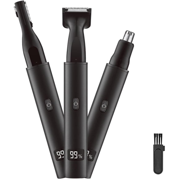 Nose and Ear Hair Trimmer for Men - Rechargeable Eyebrow - Nasal Hair Clippers 3 in 1 Painless Eye Brow Facial Hair Beard Razor for Sideburns - 6500 RPM Easy Cleansing