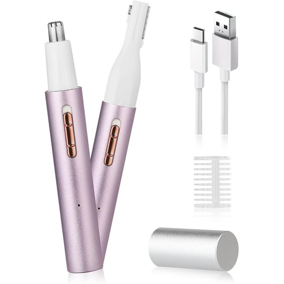 Nose & Eyebrow Trimmer for Women and Men,2025 Rechargeable Ear Razor & Face Shaver,Lady's Painless Portable Facial Hair Removal with Comb, Dermaplane Tool for face,Lips,Body,Leg (Purple)