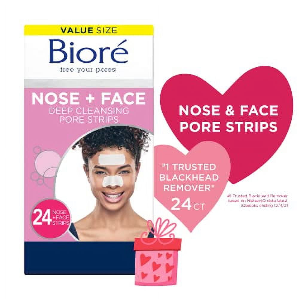 Nose+Face, Blackhead Remover Pore Strips, 12 Nose + 12 Face Strips For