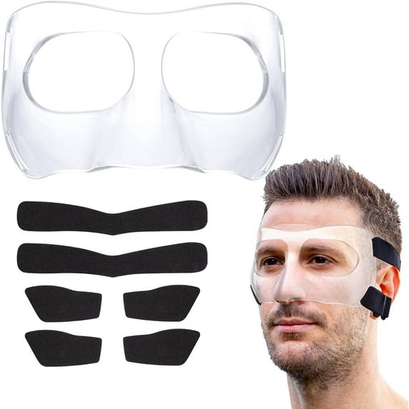 Nose Guard Face Shield Masks for Broken Nose, Football Basketball Soccer Sports Face Guard with 2 Upgraded Sets of Pads Suitable for Men and Women