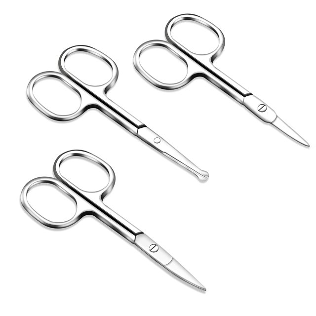 Nose Hair Scissors and Cuticle Scissors Set, 3 Pcs Mustache Scissors