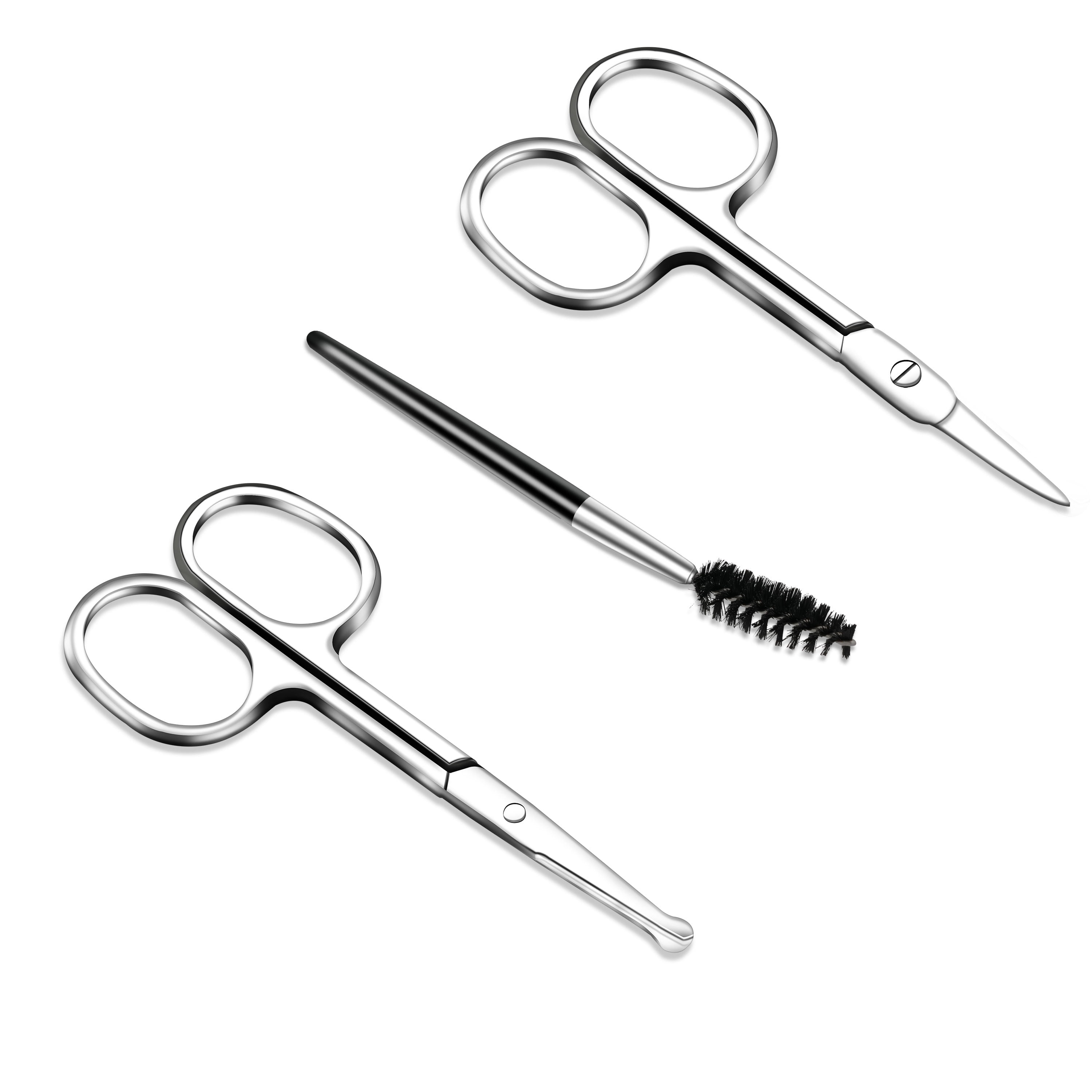 Nose Hair Scissors and Cuticle Scissors Set, 3 Pcs Mustache Scissors ...