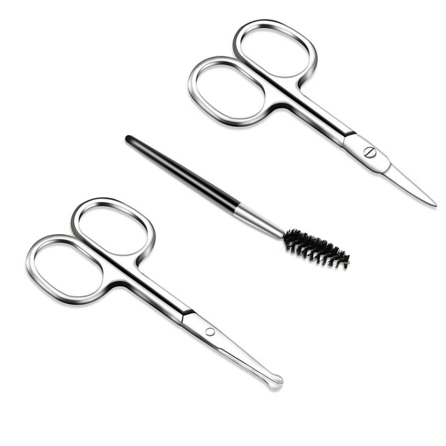 Nose Hair Scissors and Cuticle Scissors Set, 3 Pcs Mustache Scissors