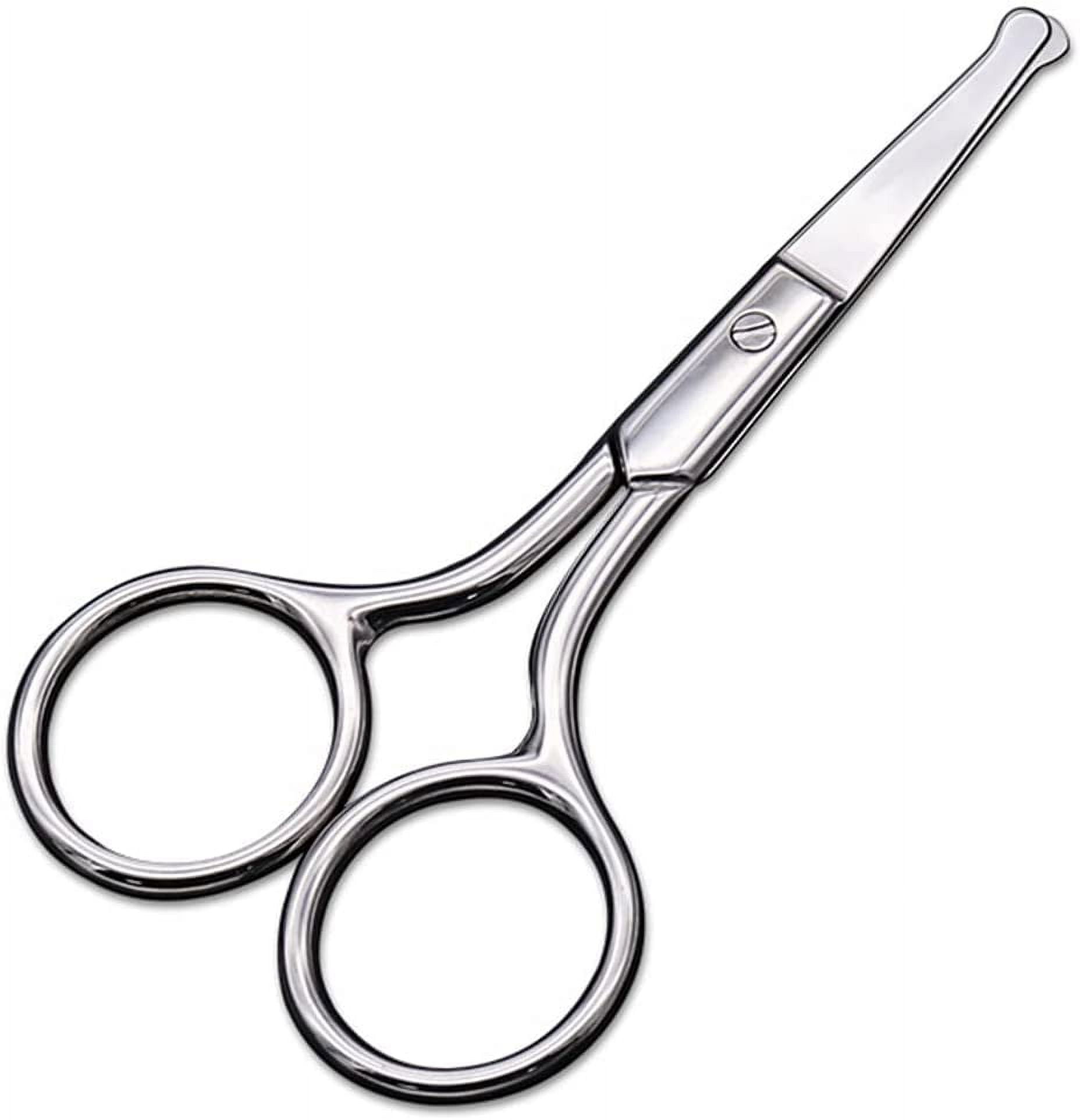 Effenfine Hair Scissors for Trimming - Safely Trim Nose Ears Eyebrows  Mustaches and Beards, German Stainless Steel Scissors with Safety Tips