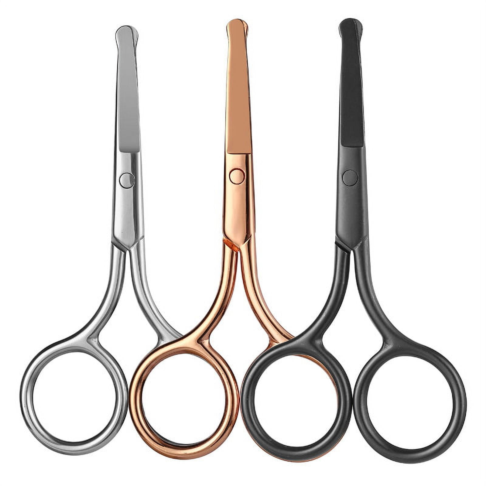 LIVINGO Professional Nose Hair Scissors, Multi-purpose Stainless Steel  Rounded Tip Straight Blade, Facial Hair Beard Eyebrows Ear Trimming Beauty