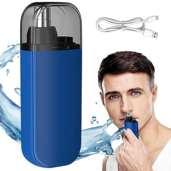Nose Hair Trimmer 2 in 1 Nasal Hair Cutter Electric Portable Nose Trimmer Rechargeable with Dust Protection Cap Blue