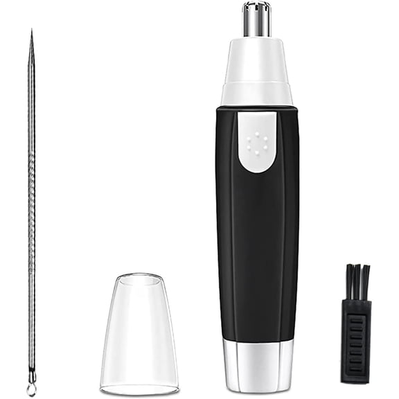 Nose Hair Trimmer for Men and WomenProfessional Painless Clean Nasal Ear & Facial Hair Electric TrimmerBattary-Operated Eyebrow ClipperDual Edge Blades for Easy Cleansing Black