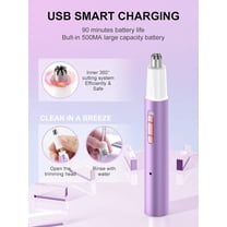 Nose Hair Trimmer, Nose and Ear Trimmer for Men Women, Rechargeable 2 in 1 Professional Painless Eyebrow & Facial Hair Trimmer with Powerful Motor and Dual-Edge Blades Easy Cleansing (Purple)