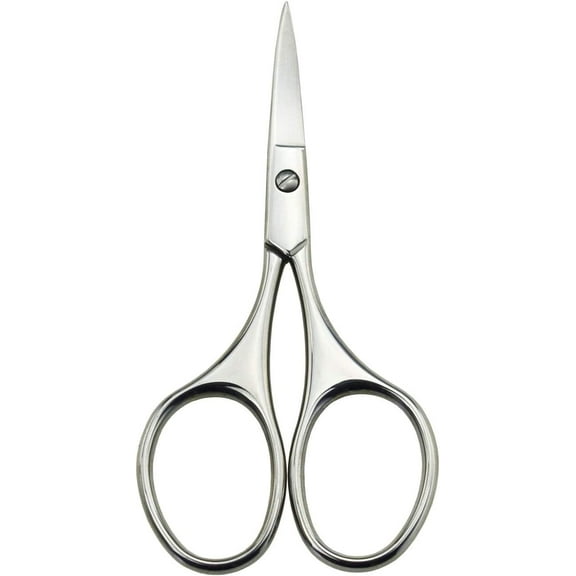 Nose Hair Trimmer Scissors-3.4' Round Tip Scissors For Ear Eyebrow Beard Mustache Trimming - Multi Purpose Round Personal Beauty Hair Care Tool For Men Women And Baby (Silver Curved Blades)