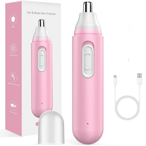 Nose Hair Trimmer for Women Rechargeable: 2025 Painless Rechargeable Nose Hair Trimmer IPX7 Waterproof,Dual Edge Blades Eyebrow & Facial Trimmer for Women for Easy Cleansing,Pink