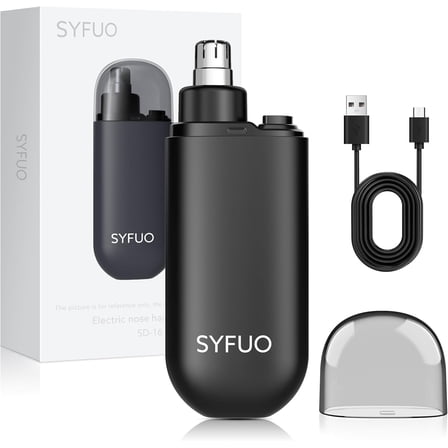 Nose Hair Trimmer for Men,Portable Painless Ear and Nose Hair Trimmer USB Rechargeable, 9000 RPM,360? Rotating  Dual Edge  Nose Trimmer Women (Black)