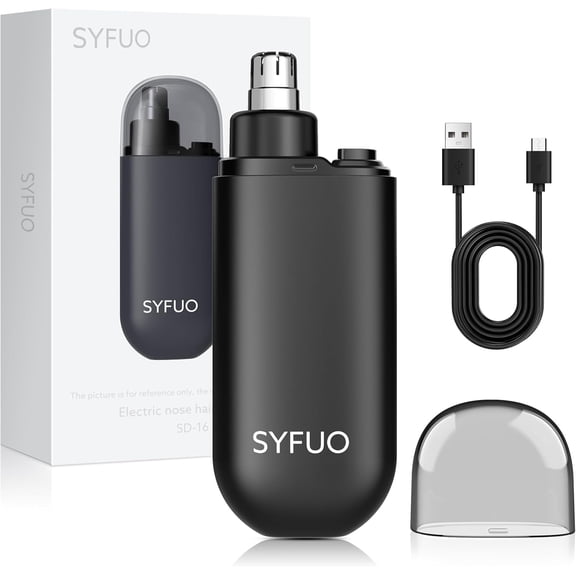 Nose Hair Trimmer for Men,Portable Painless Ear and Nose Hair Trimmer USB Rechargeable, 9000 RPM,360? Rotating  Dual Edge  Nose Trimmer Women (Black)