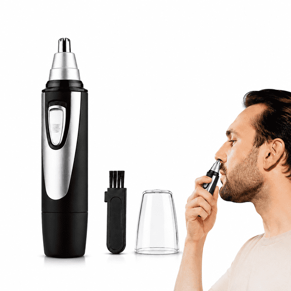 Nose Hair Trimmer for Men and Women, Waterproof Electric Nose Trimmer with Rotary Blade, Wet Dry Washable Personal Groomer for Shower Use, Gray