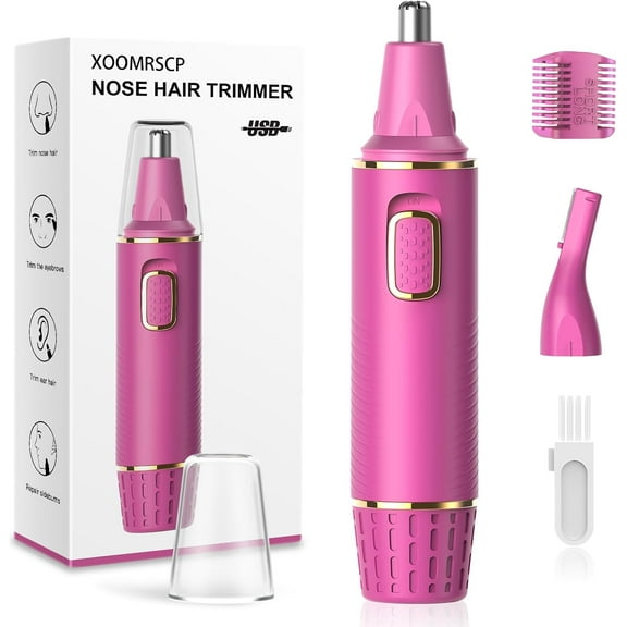 Nose Hair Trimmer for Women, 2025 Painless USB Rechargeable, IPX7 Waterproof Dual Edge Blades (Rose)