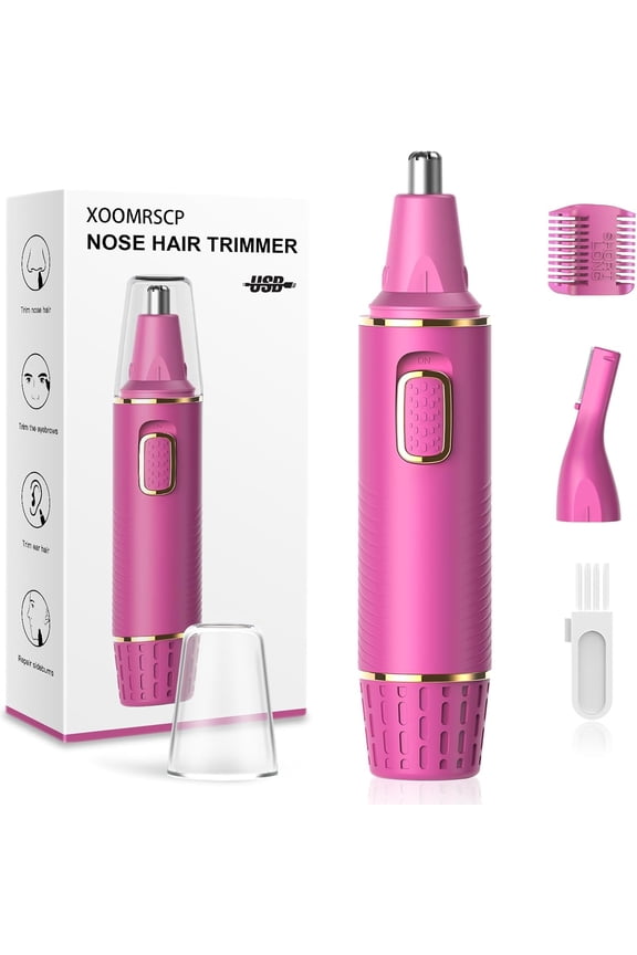 Nose Hair Trimmer for Women, 2025 Painless USB Rechargeable, IPX7 Waterproof Dual Edge Blades (Rose)