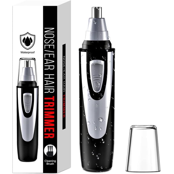 Ear and Nose Hair Trimmer Clipper,Professional Painless Eyebrow & Facial Hair Trimmer for Men Women,Battery-Operated Trimmer with IPX7 Waterproof,Dual Edge Blades for Easy Cleansing Black
