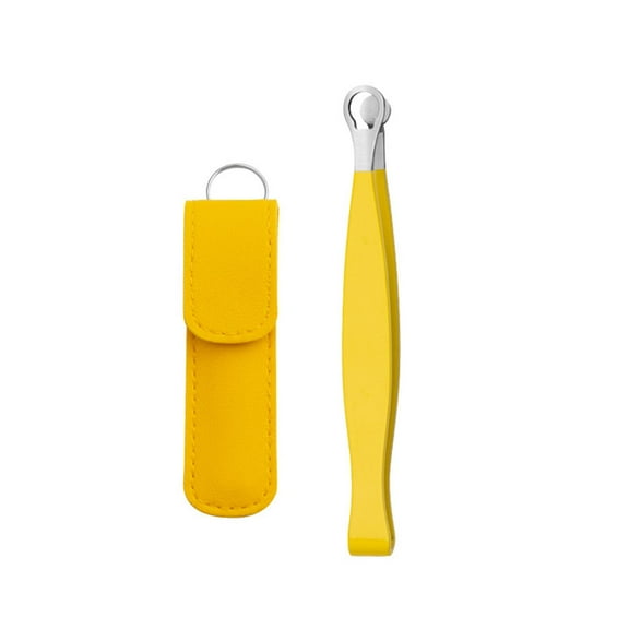 Nose Hair Trimming Tweezers, Round Tipped Tweezers, Hair Remover Eyebrow Ear Hair Trimmer for Eyebrow Hair, Sideburns, Facial Yellow with Pouch