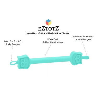 Nose Hero Soft Baby Nose Cleaner Gadget | 100% Flexible Safety Rubber Tips for Infants Ears and Nose Relief | Made in USA | Essential Baby Shower Registry Gift | Nasal Booger Remover and Snot Picker