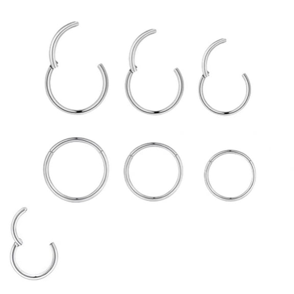 Nose Hoop,18G Hoop Nose Rings for Women,6 Pieces Steel Nose Rings for Women,Cartilage Earring Hoop Men Hinged Septum Jewelry for Nostril Helix Tragus Daith Conch Lip Rook Ear Lobe Piercings,Silver