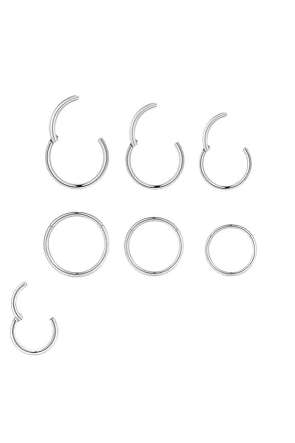 Nose Hoop,18G Hoop Nose Rings for Women,6 Pieces Steel Nose Rings for Women,Cartilage Earring Hoop Men Hinged Septum Jewelry for Nostril Helix Tragus Daith Conch Lip Rook Ear Lobe Piercings,Silver