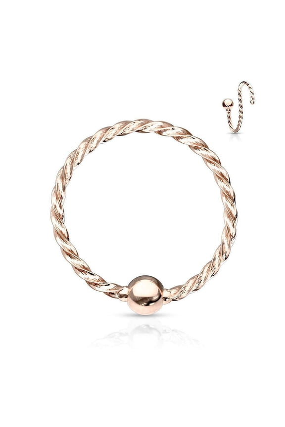 Nose Hoop Ring Bendable One Side Fixed Ball Twisted Rope Surgical Steel 20ga