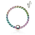 thumbnail image 1 of Nose Hoop Ring Bendable One Side Fixed Ball Twisted Rope Surgical Steel 20ga, 1 of 7