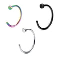thumbnail image 1 of Nose Hoop Ring Black, Surgical Steel and Multicolor Surgical Steel Set Of 3, 1 of 1