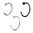 thumbnail image 1 of Nose Hoop Ring Pack of 3 Black, Surgical Steel and Multicolor made of S. Steel, 1 of 5