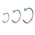 thumbnail image 1 of Nose Hoop Ring Stud 3Pcs Multi-Color Nose Piercing 20G 18G, 1 of 2
