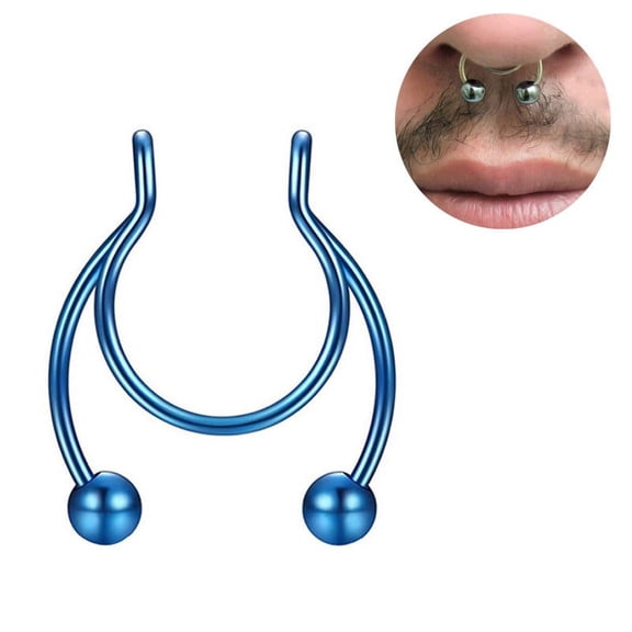 Nose Jewelry - 1 Pcs Nose Rings Hoop 18 Gauge Non Piercing Stainless Steel Clip On Septum Clicker Nose Hoop Ring for Women and Men