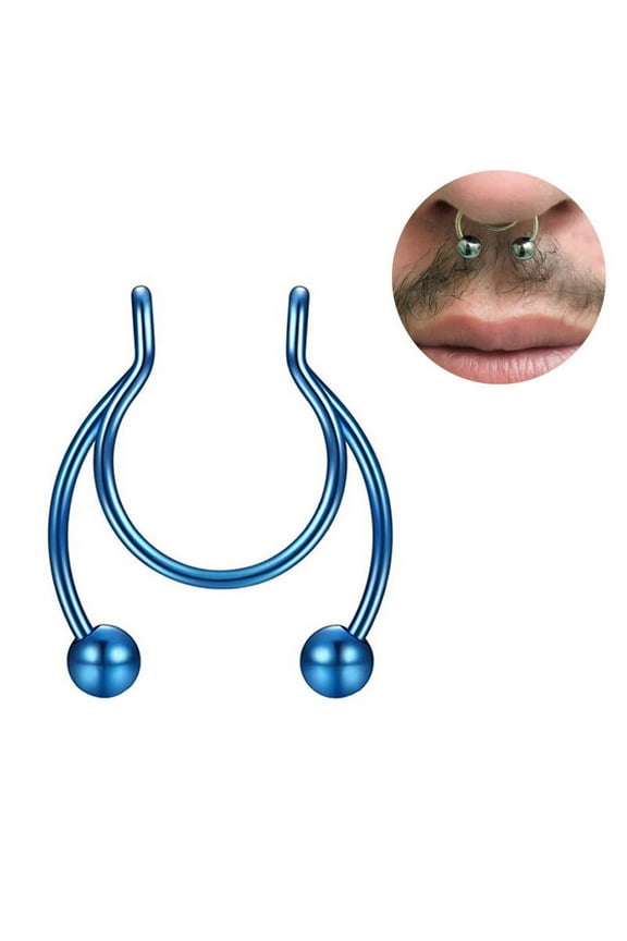 Nose Jewelry - 1 Pcs Nose Rings Hoop 18 Gauge Non Piercing Stainless Steel Clip On Septum Clicker Nose Hoop Ring for Women and Men