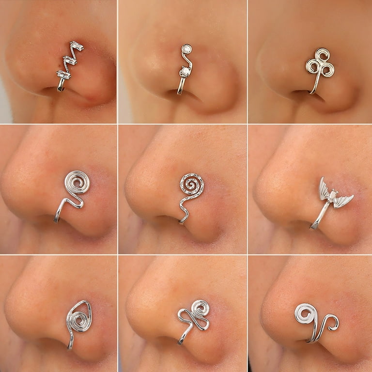 Nose Non Piercing Faux Nose Rings Hoop Fake Piercings Adjustable Clip On Nose For Women Men copper Walmart