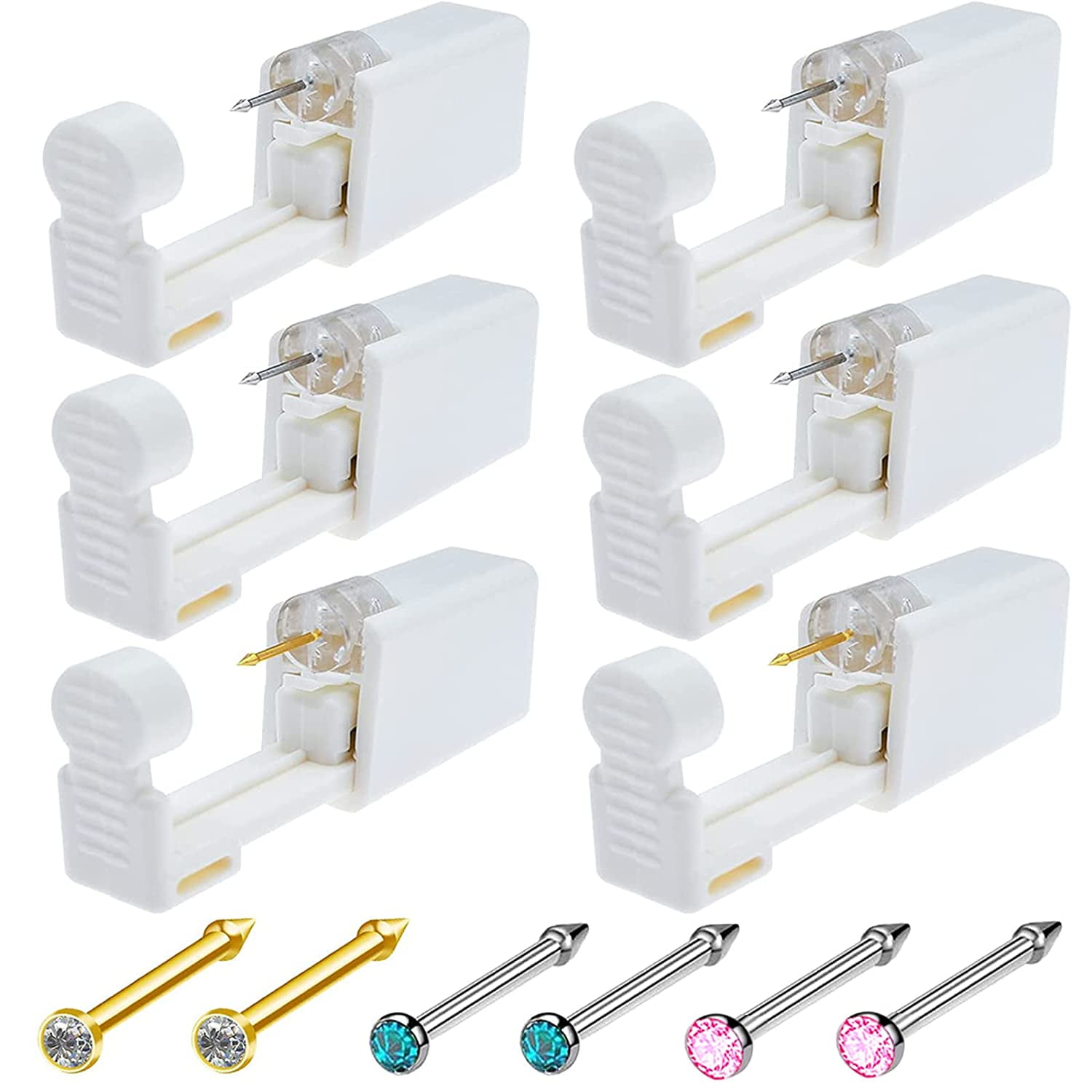 Nose Piercing Gun 6 Pack Self Nose Piercing Kit Safety Disposable