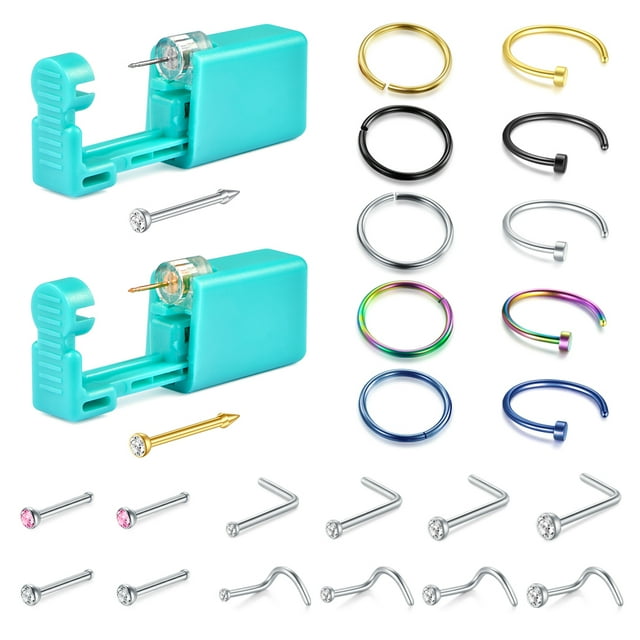 Nose Piercing Kit 2 Pack Disposable Safety Nose Piercing Gun with