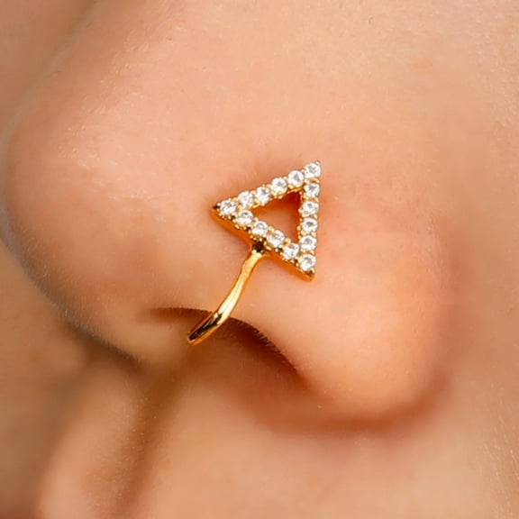 Nose Ring Diamond Triangle Nose Ring Faux Fake Nose Septum Rings Non Pierced Clip on Nose Hoop Ring