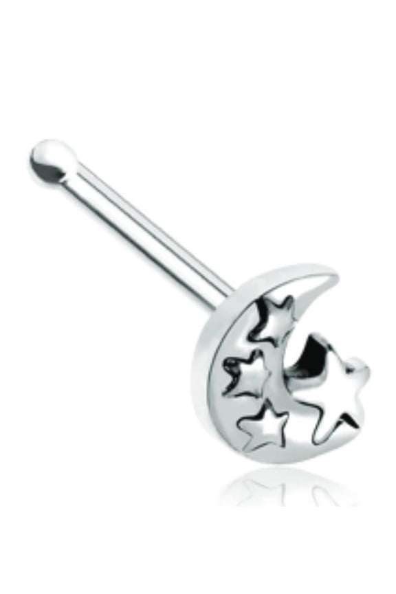 Nose Ring Grand Lunar Moon Star Stud 20g Bone